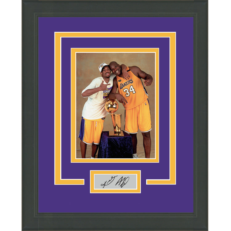 Framed Kobe Bryant Shaquille O'Neal Dual Facsimile Laser Engraved Signature Auto Los Angeles Lakers 11x14 Basketball Photo