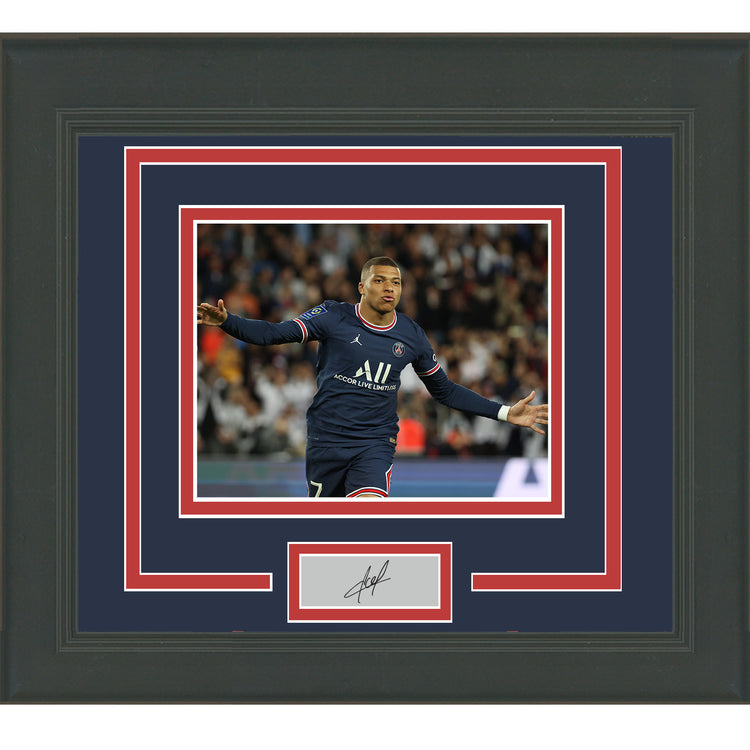 Framed Kylian Mbappe Facsimile Laser Engraved Signature Auto PSG 11x14 Soccer Futbol Photo
