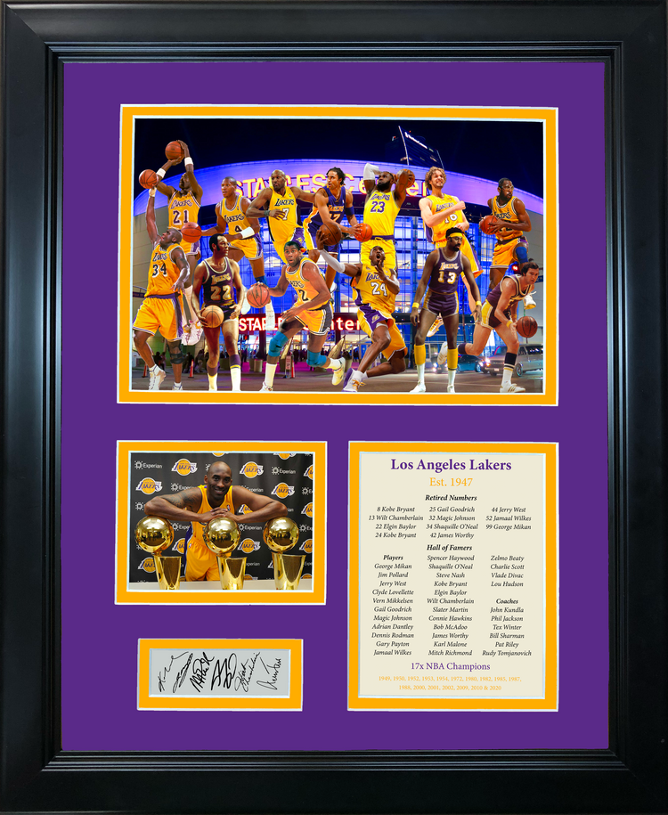 Framed Los Angeles Lakers All-Time Greats Facsimile Laser Engraved Signature Auto 11"x14" Basketball Photo Sig Collage