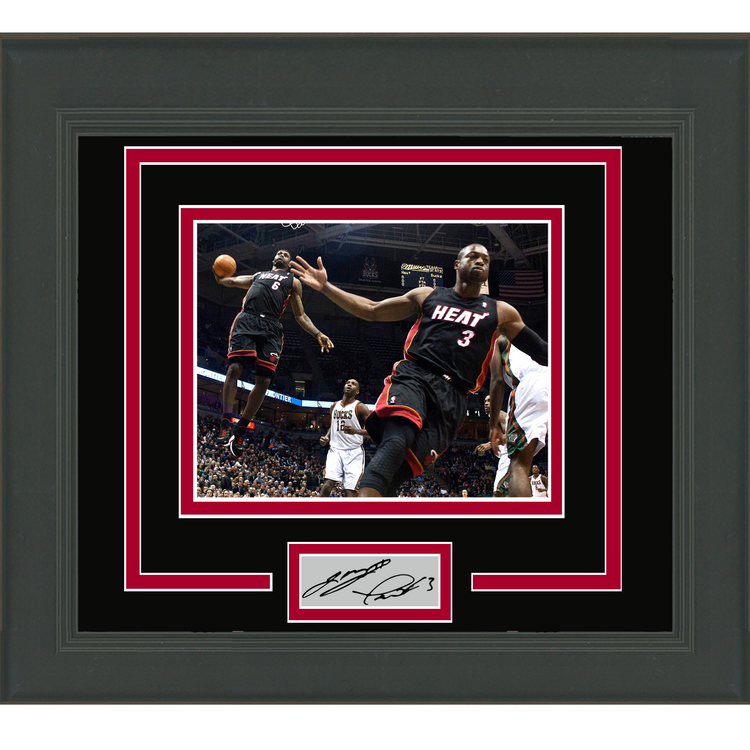 Framed LeBron James Dwyane Wade Facsimile Laser Engraved Signature Dual Auto Miami Heat 11x14 Basketball Photo