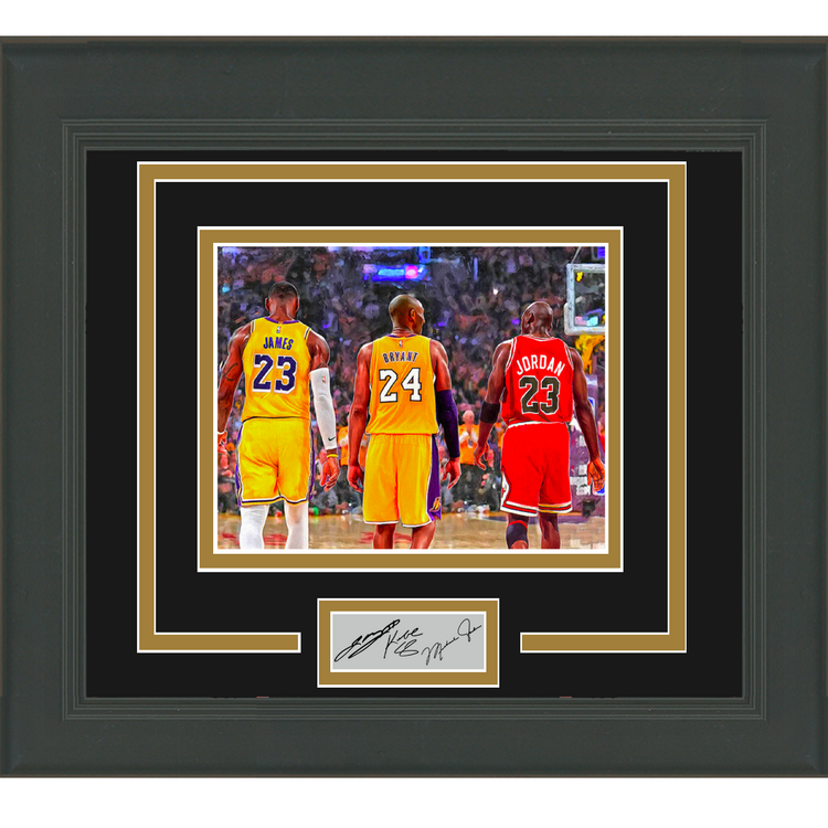 Framed Michael Jordan Kobe Bryant LeBron James Facsimile Laser Engraved Signature Auto 11x14 Basketball Photo