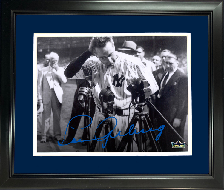 Framed Lou Gehrig Luckiest Man Speech New York Yankees Facsimile Laser Engraved Signature Auto 11"x14" Baseball Photo HOFSM Holo