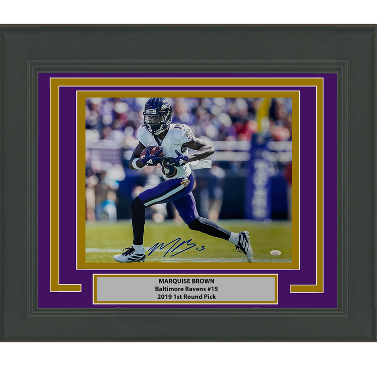 Framed Autographed/Signed Marquise Brown Baltimore Ravens 16x20 Football Photo JSA COA #3