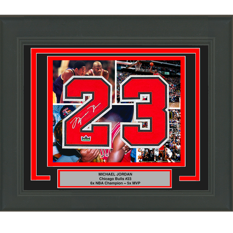 Framed Michael Jordan Facsimile Autographed Jersey Number 20x24 Chicago Bulls Reprint Laser Auto Basketball Photo