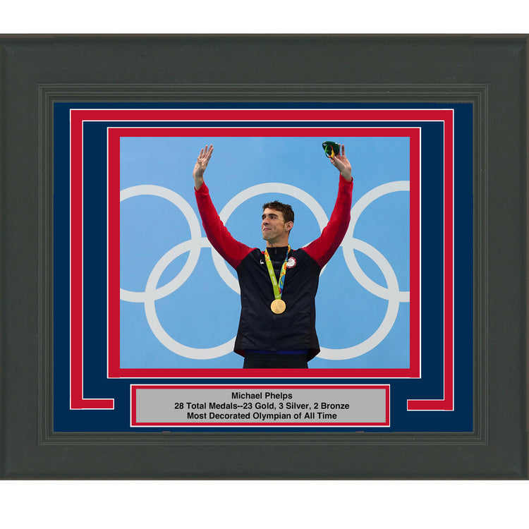 Framed Michael Phelps Team USA Olympic 8x10 Swimming Photo