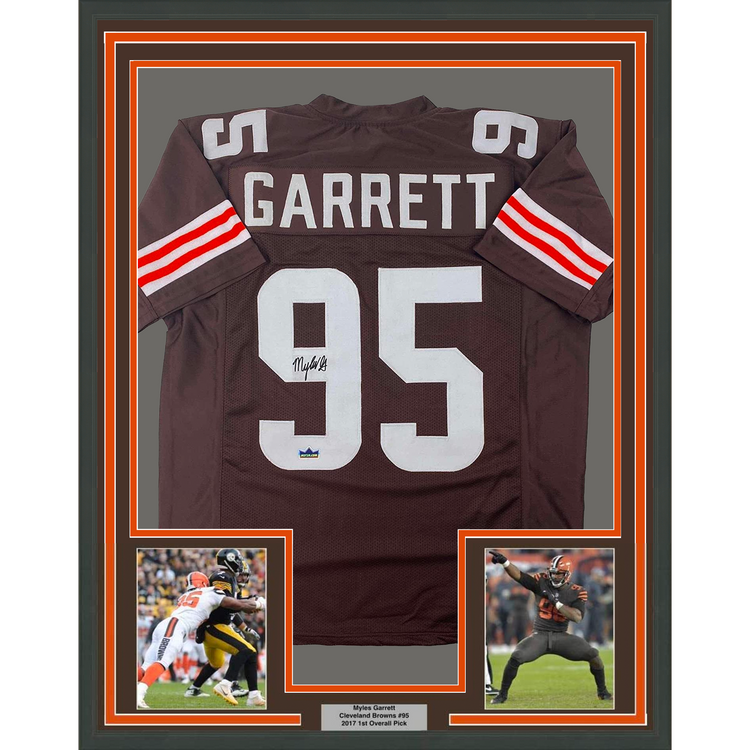 Framed Facsimile Autographed Myles 35x39 Garrett Cleveland Brown Reprint Laser Auto Football Jersey