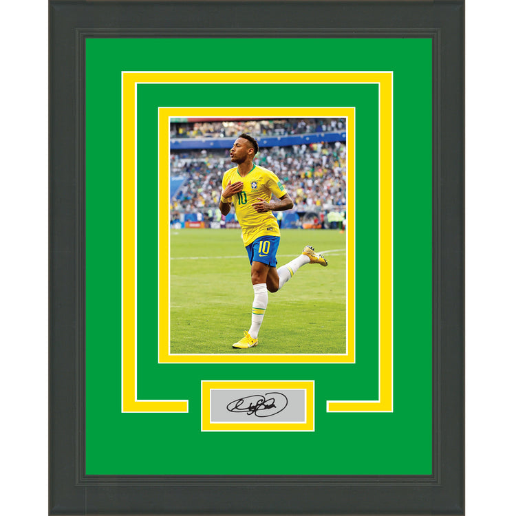 Framed Neymar Jr Facsimile Laser Engraved Signature Auto Brazil 11x14 Soccer Futbol Photo