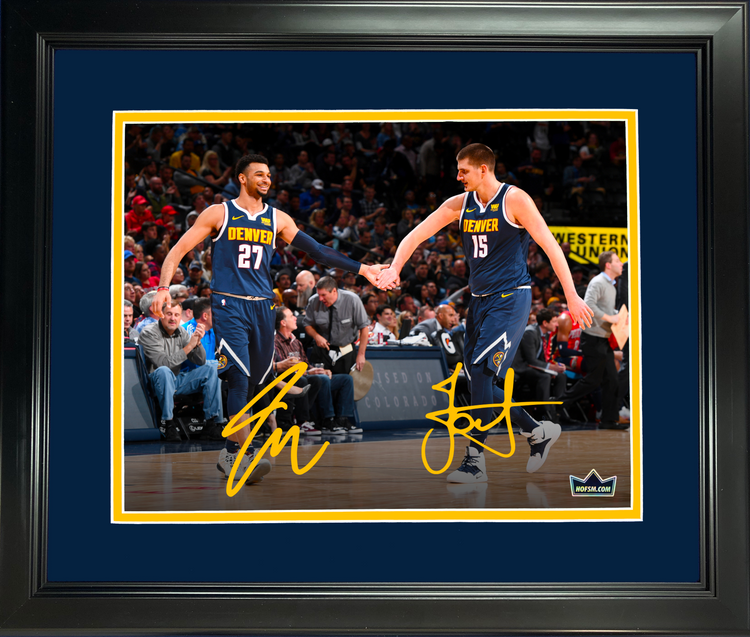 Framed Nikola Jokic & Jamal Murray Denver Nuggets Dual Facsimile Laser Engraved Signature Auto 11"x14" Basketball Photo HOFSM Holo