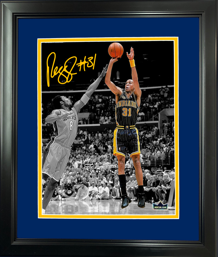 Framed Reggie Miller Indiana Pacers Facsimile Laser Engraved Signature Auto 11"x14"Basketball Photo HOFSM Holo