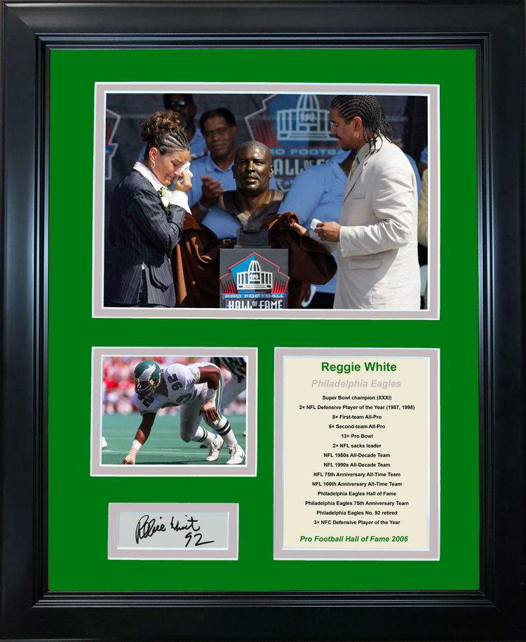 Framed Reggie White Hall of Fame Facsimile Laser Engraved Signature Auto Philadelphia Eagles 11"x14"Photo Sig Collage