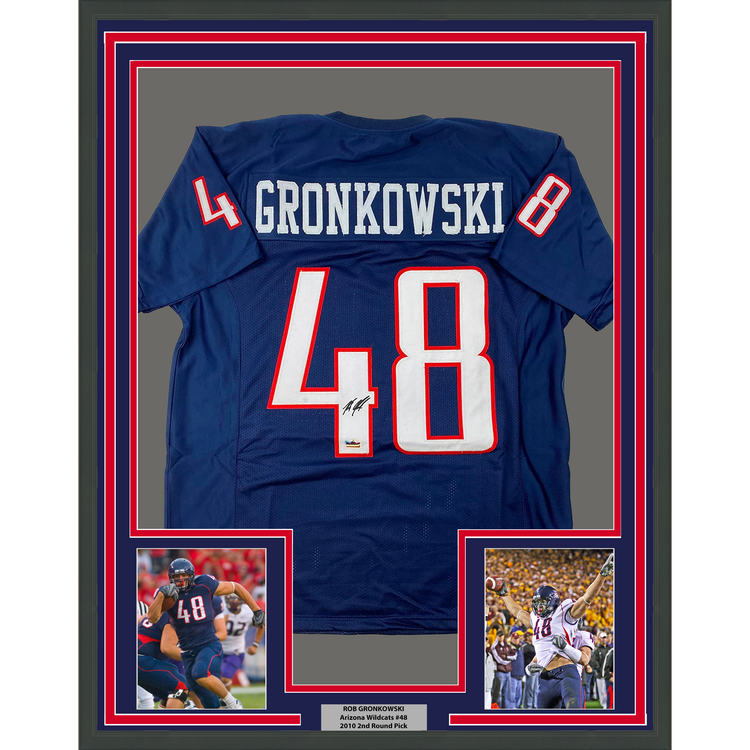 Framed Facsimile Autographed Rob Gronk Gronkowski 35x39 Arizona Blue Reprint Laser Auto College Football Jersey