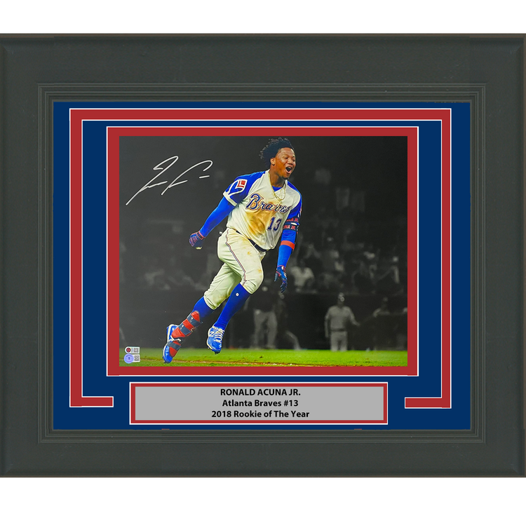 Framed Autographed/Signed Ronald Acuna Jr. Atlanta Braves 16x20 Baseball Photo Beckett BAS COA