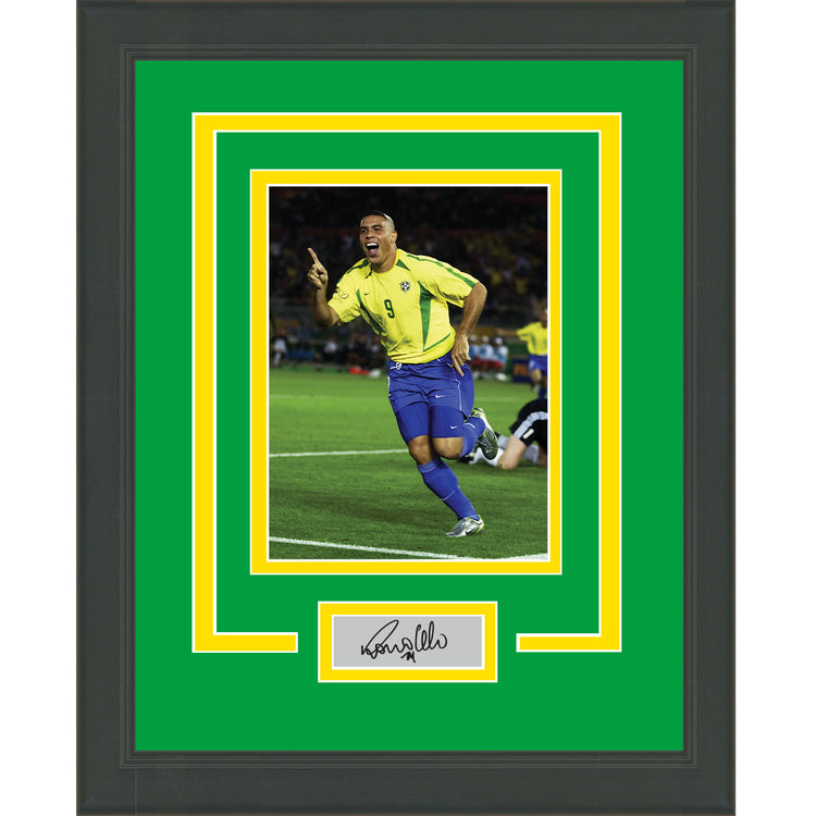 Framed Ronaldo Nazario R9 Facsimile Laser Engraved Signature Auto Brazil 11x14 Soccer Futbol Photo