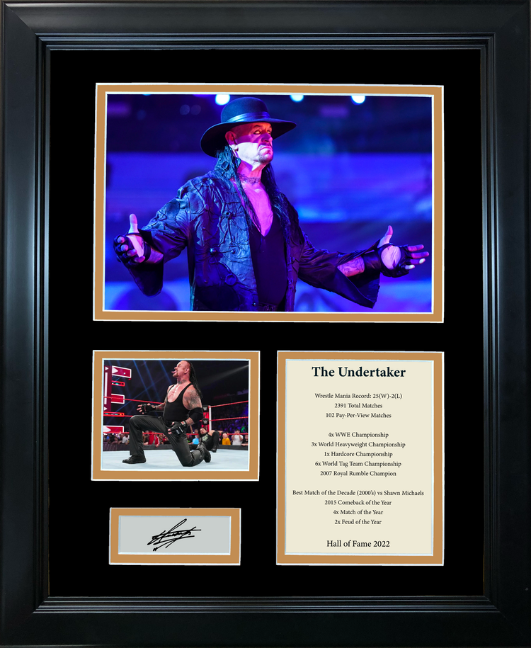 Framed The Undertaker Hall of Fame Facsimile Laser Engraved Signature Auto WWE 11"x14" Wrestling Photo Sig Collage