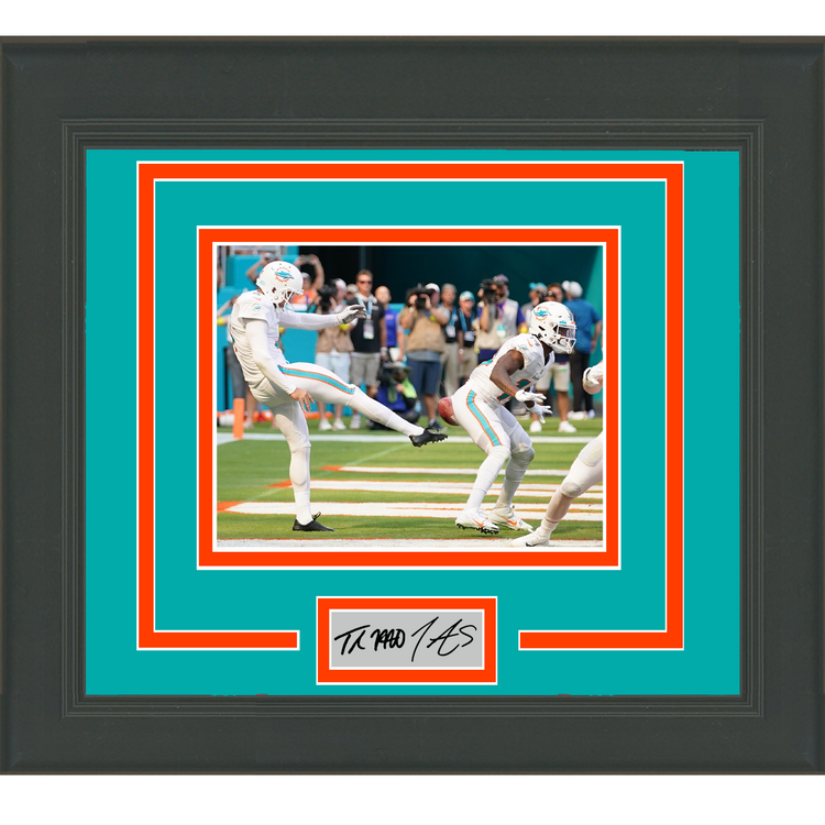 Framed Butt Punt Thomas Morestead Trent Sherfield Facsimile Laser Engraved Signature Dual Auto Miami Dolphins 11x14 Football Photo