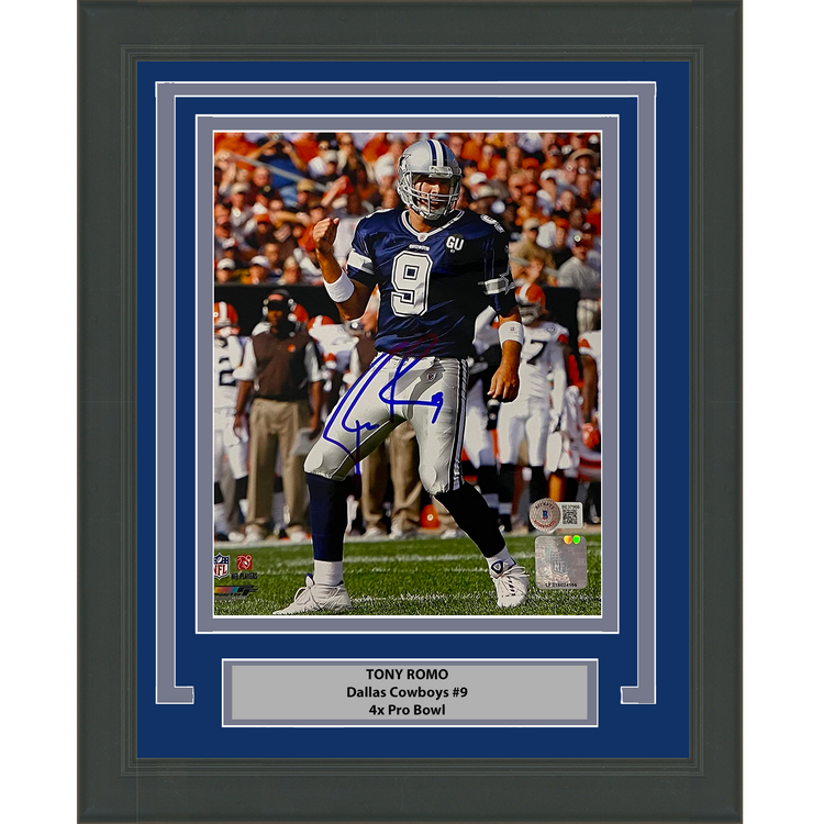 Framed Autographed/Signed Tony Romo Dallas Cowboys 8x10 Football Photo Beckett BAS COA #3