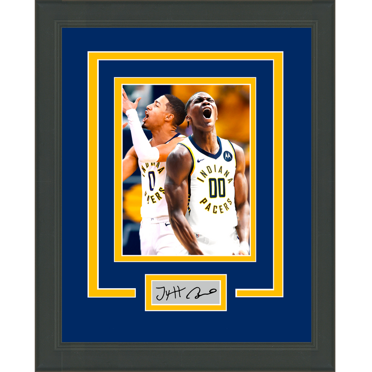 Framed Tyrese Haliburton Bennedict Mathurin Dual Facsimile Laser Engraved Signature Auto Indiana Pacers 11x14 Basketball Photo