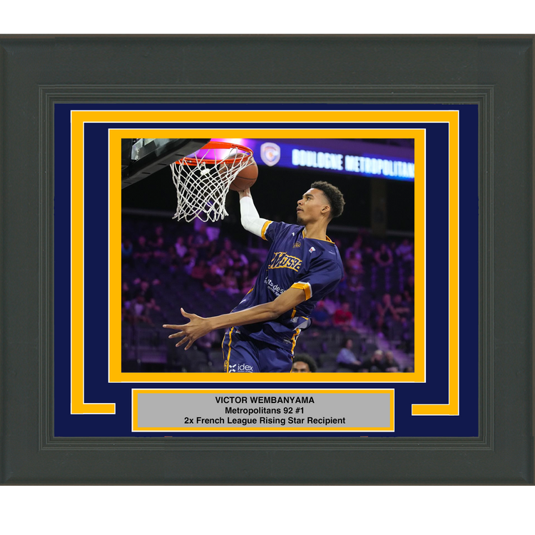 Framed Victor Wembanyama Facsimile Laser Engraved Signature Auto Metropolitans 92 8x10 Basketball Photo
