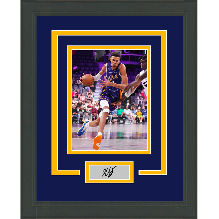 Framed Victor Wembanyama Facsimile Laser Engraved Signature Auto Metropolitans 92 11x14 Basketball Photo