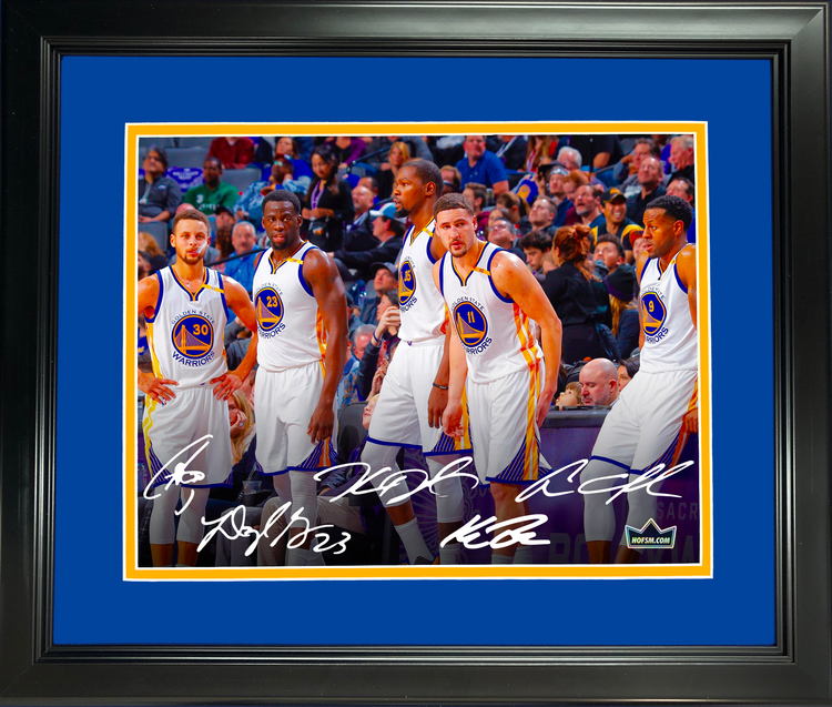 Framed Golden State Warriors Death Lineup Curry Thompson Durant Green Iguodala Facsimile Laser Engraved Signature Auto 11"x14" Basketball Photo HOFSM Holo