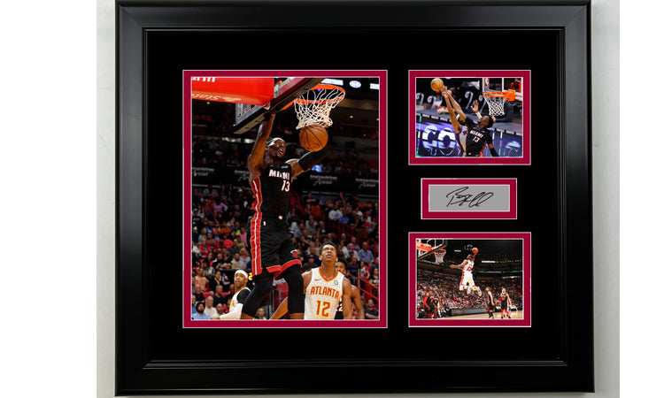 Framed Bam Adebayo Miami Heat Facsimile Laser Engraved Signature Basketball 14x11 3 Photo Collage