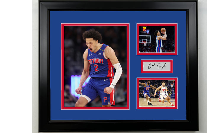 Framed Cade Cunningham Detroit Pistons Facsimile Laser Engraved Signature Basketball 14x11 3 Photo Collage