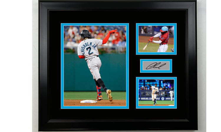 Framed Jazz Chisholm Jr. Miami Marlins Facsimile Laser Engraved Signature Baseball 14x11 3 Photo Collage