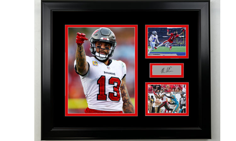 Framed Mike Evans Tampa Bay Buccaneers Facsimile Laser Engraved Signature Football 14x11 3 Photo Collage