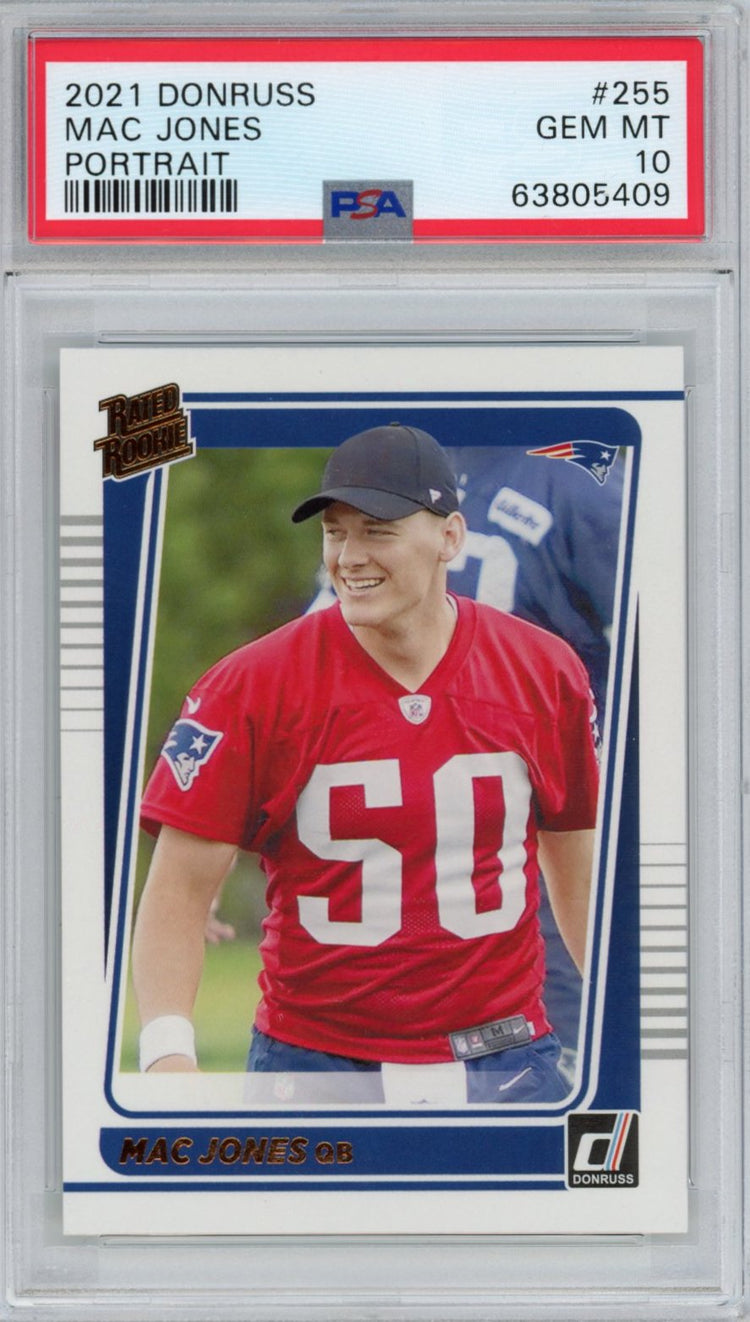 Graded 2021 Panini Donruss Mac Jones #255 Portrait Rookie RC Football Card PSA 10 Gem Mint