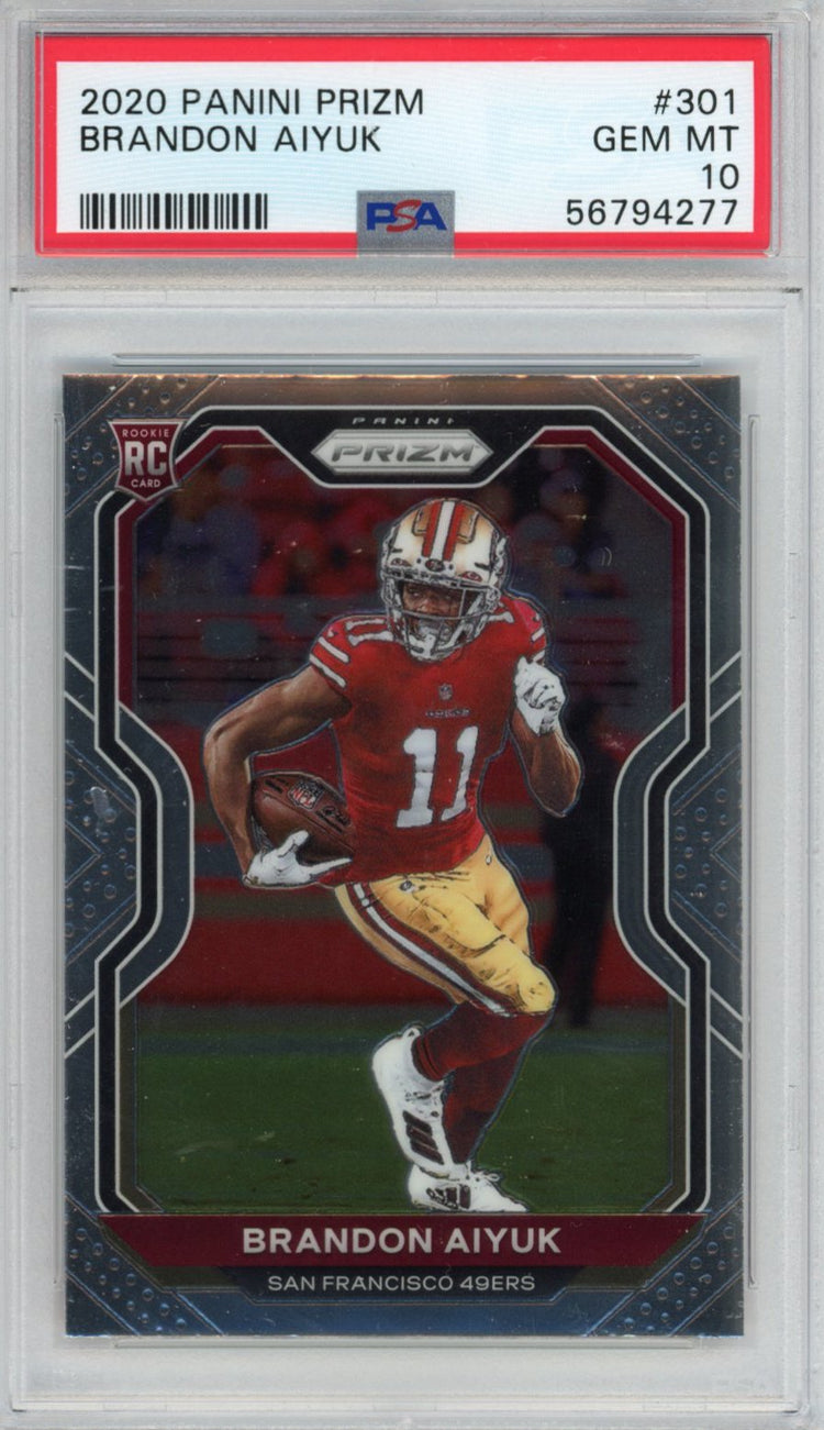 Graded 2020 Panini Prizm Brandon Aiyuk #301 Rookie RC Football Card PSA 10 Gem Mint