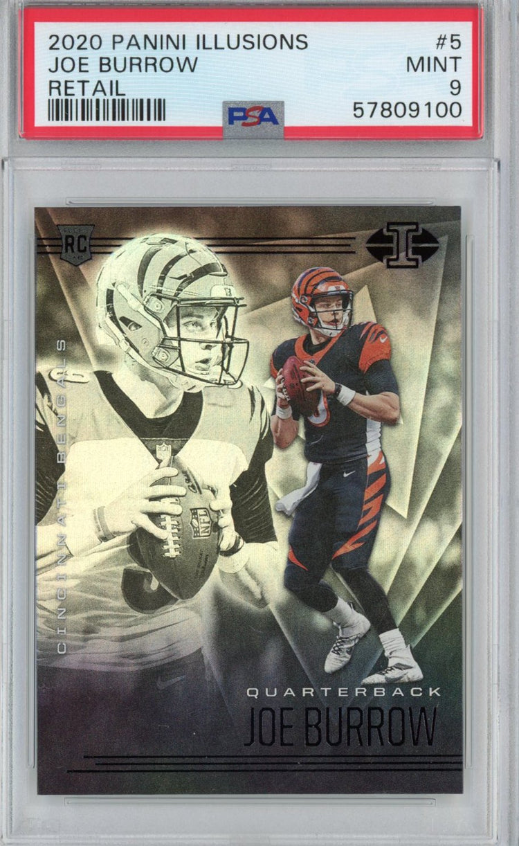 Graded 2020 Panini Illusions Joe Burrow #5 Retail Rookie RC Football Card PSA 9 Mint