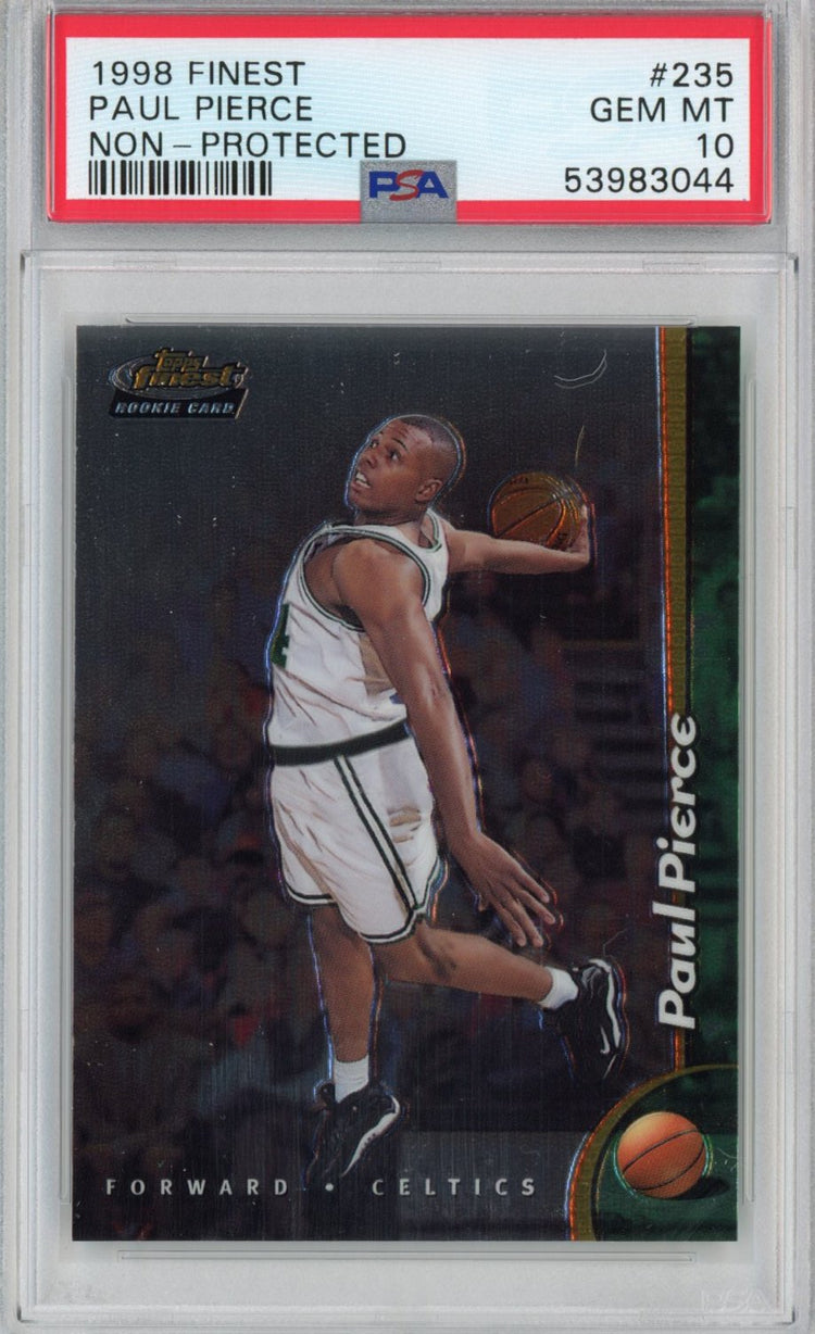Graded 1998-99 Topps Finest Paul Pierce #235 Non-Protected Rookie RC Basketball Card PSA 10 Gem Mint