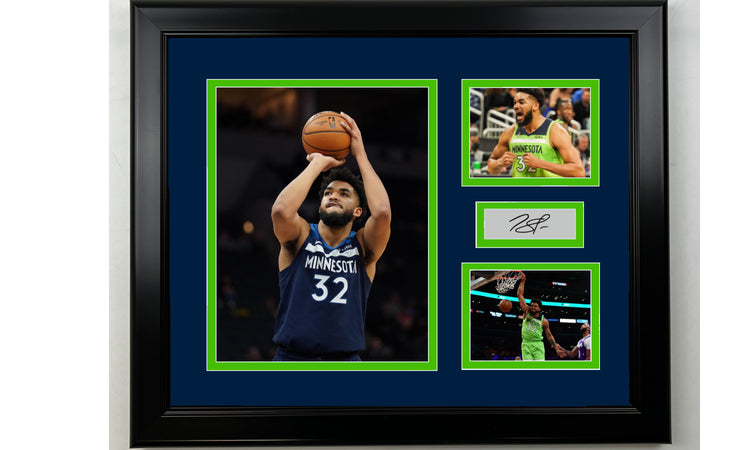 Framed Karl-Anthony Towns Minnesota Timberwolves Facsimile Laser Engraved Signature Basketball 14x11 3 Photo Collage