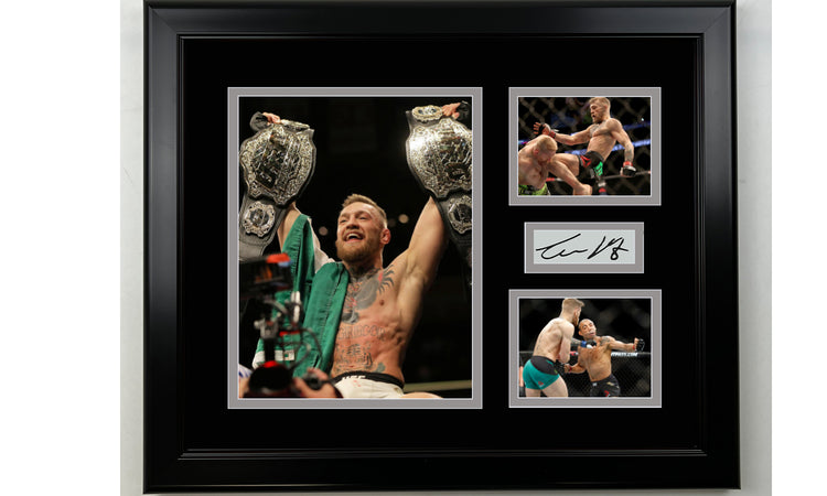Framed Conor McGregor UFC Facsimile Laser Engraved Signature MMA 14x11 3 Photo Collage