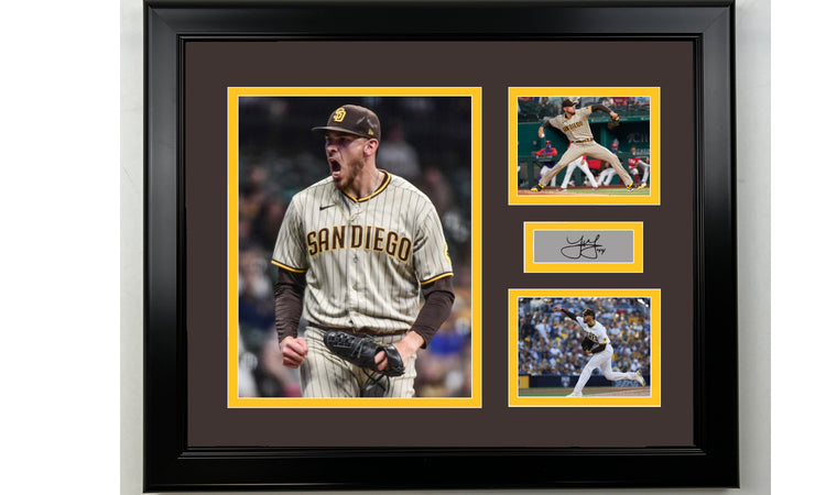 Framed Joe Musgrove San Diego Padres Facsimile Laser Engraved Signature Baseball 14x11 3 Photo Collage