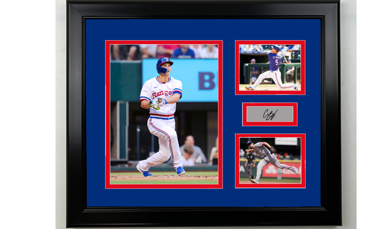 Framed Corey Seager Texas Rangers Facsimile Laser Engraved Signature Baseball 14x11 3 Photo Collage