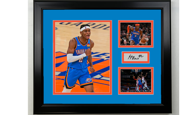 Framed Shai Gilgeous-Alexander Oklahoma City Thunder Facsimile Laser Engraved Signature Basketball 14x11 3 Photo Collage
