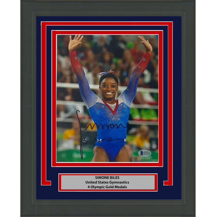 Framed Autographed/Signed Simone Biles Olympic Gymnast 8x10 Gymnastics Photo Beckett BAS COA #11