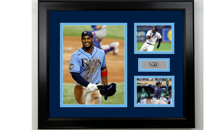 Framed Yandy Diaz Tampa Bay Rays Facsimile Laser Engraved Signature Baseball 14x11 3 Photo Collage