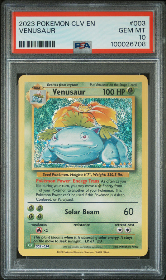 Graded 2023 PKM CLV EN Venusaur & Lugia Ex Deck #003 Venusaur Trading Card Game PSA 10 Gem Mint