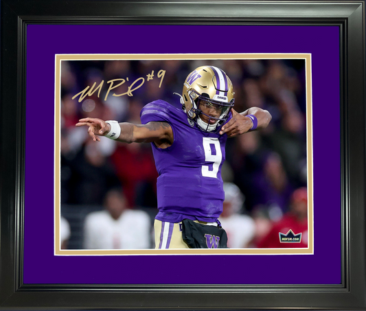 Framed Michael Penix Jr. Facsimile Laser Engraved Signature Auto Washington Huskies 11"x14" College Football Photo HOFSM Holo