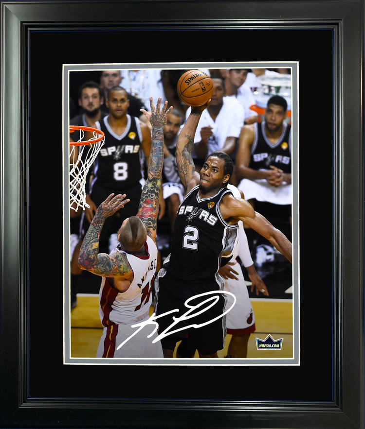 Framed Kawhi Leonard Facsimile Laser Engraved Signature Auto San Antonio Spurs 11"x14" Basketball Photo HOFSM Holo