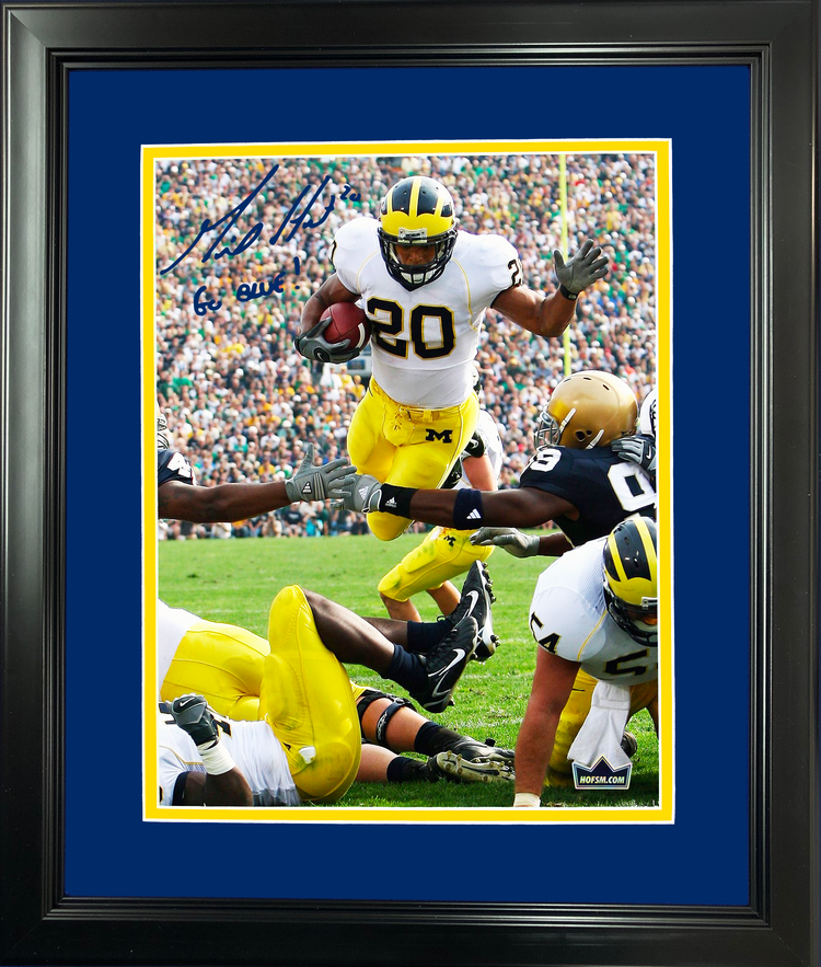 Framed Mike Hart  Go Blue!  Facsimile Laser Engraved Signature Auto Michigan Wolverines 11"x14" College Football Photo HOFSM Holo