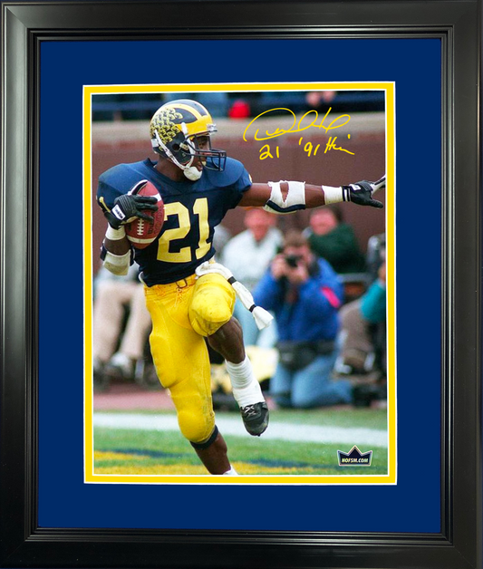 Framed Desmond Howard  91 Heisman  Facsimile Laser Engraved Signature Auto Michigan Wolverines 11"x14" College Football Photo HOFSM Holo