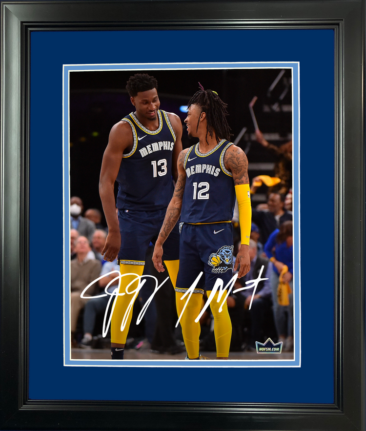 Framed Ja Morant & Jaren Jackson Jr. Dual Facsimile Laser Engraved Signature Auto 11"x14" Basketball Photo HOFSM Holo
