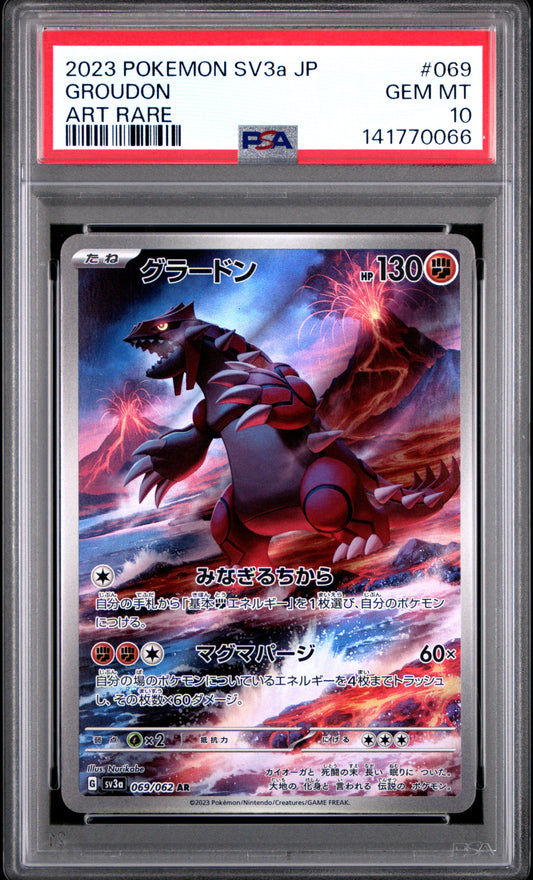 Graded 2023 PKM Japanese SV3a JP Groudon #069 Trading Card Game PSA 10 Gem Mint