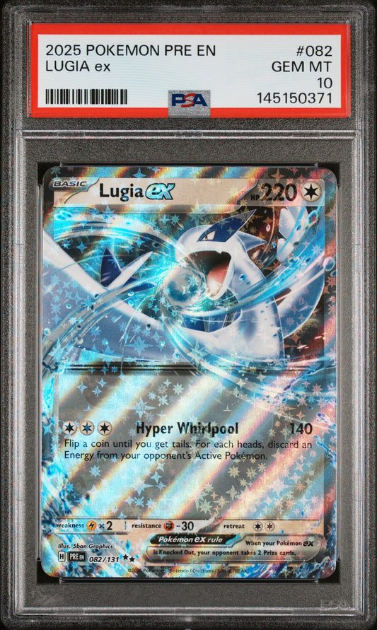 Graded 2025 Pokemon PRE EN Lugia ex #082 Prismatic Evolutions Trading Card Game PSA 10 Gem Mint