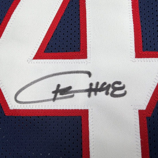 Autographed/Signed Christian Harris Houston Blue Football Jersey Beckett BAS COA