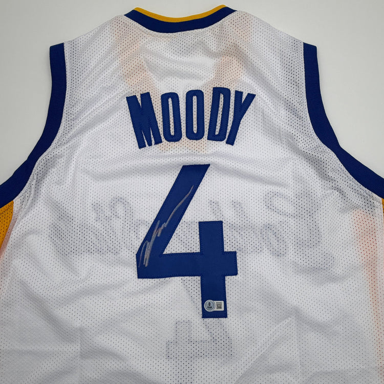 Autographed/Signed Moses Moody Golden State White Basketball Jersey Beckett BAS COA