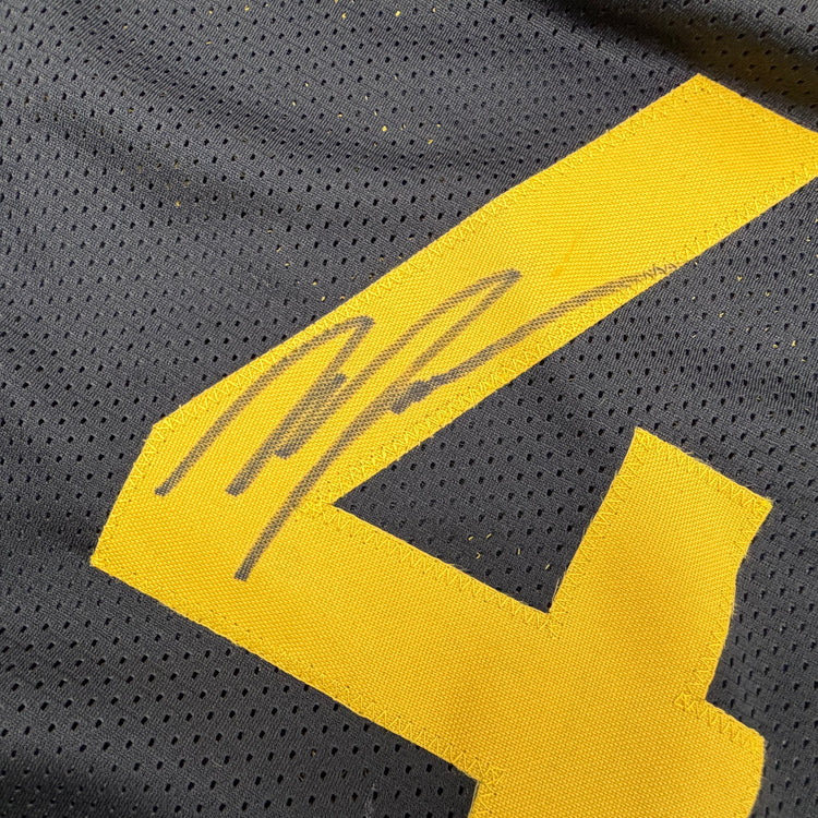 Autographed/Signed Moses Moody Golden State Black Basketball Jersey Beckett BAS COA